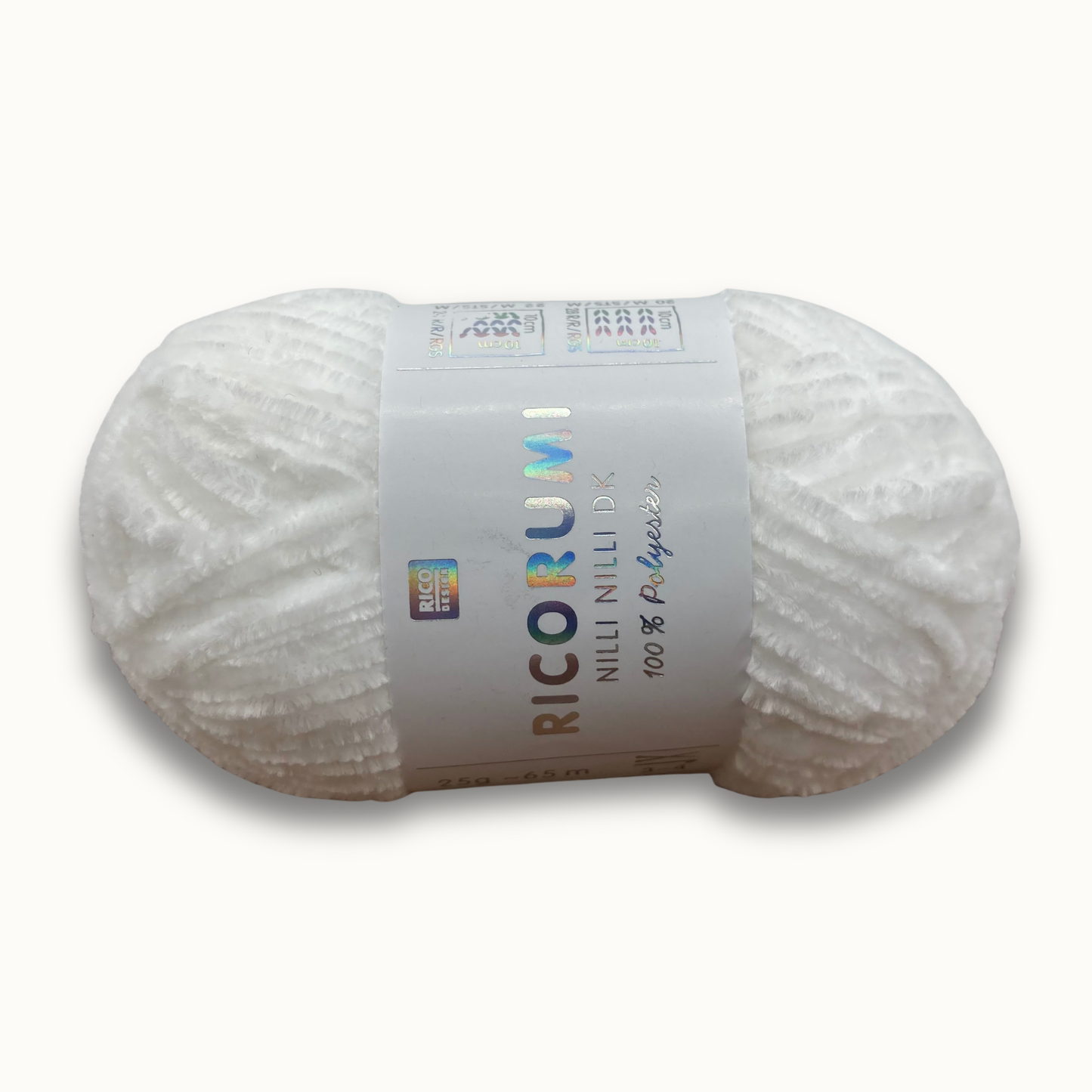 Chenille Garn RICORUMI NILLI NILLI 25G | Farbe 001 weiß