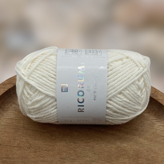 Baumwollgarn CREATIVE RICORUMI DK 25G | Farbe 001 weiß
