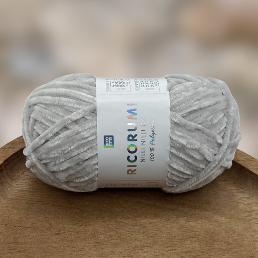 Chenille Garn RICORUMI NILLI NILLI 25G | Farbe 025 silbergrau