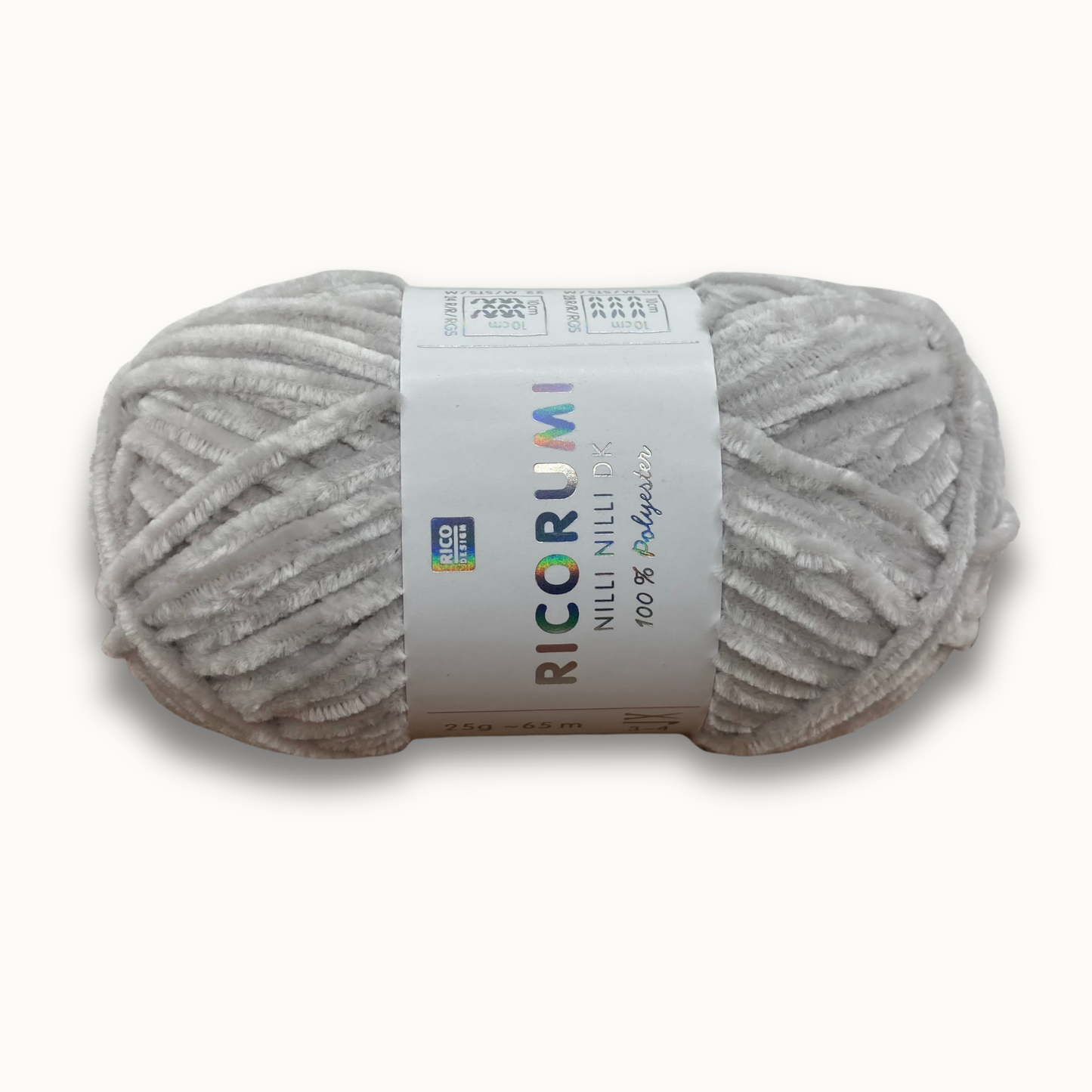 Chenille Garn RICORUMI NILLI NILLI 25G | Farbe 025 silbergrau